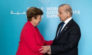 وزیرِ اعظم شہباز شریف اور آئی ایم ایف کی منیجنگ ڈائریکٹرکی ملاقات، پاکستان کی اصلاحاتی اقدامات پر تبادلہ خیال