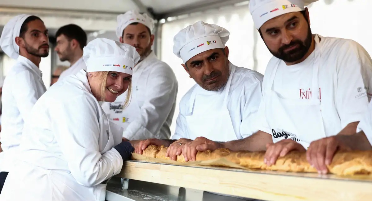 French Bakers in Suresnes Break Guinness World Record with Epic Baguette 9 Bakers