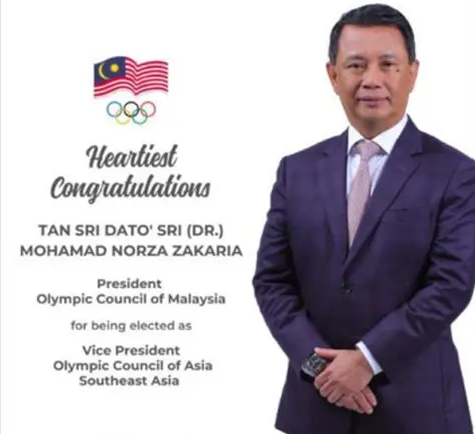 Tan Sri Mohamad Norza Zakaria Elected OCA Vice-President for Southeast Asia; Raja Randhir Singh Becomes OCA President 1 Tan Sri Mohamad Norza Zakaria