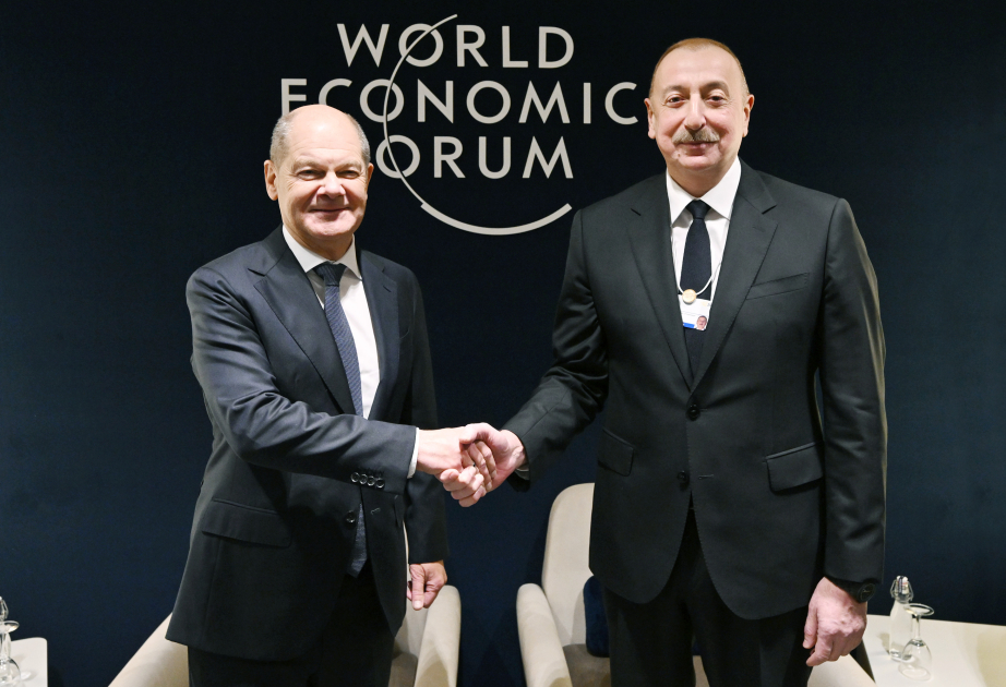 Azerbaijan's President Aliyev Meets German Chancellor Scholz in Davos 2 Olaf Scholz