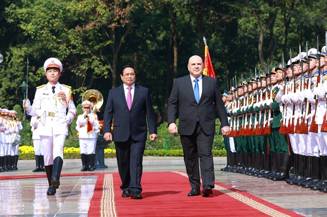 PM Chính Hosts Official Welcome Ceremony for Russian PM Mishustin in Hanoi 1 Russian