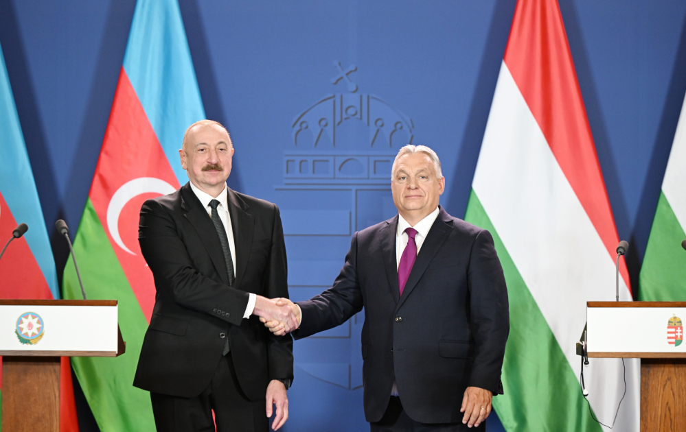 President Ilham Aliyev and Hungarian PM Viktor Orbán Hold Joint Press Statements in Budapest