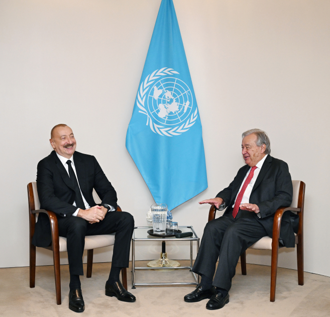 President Ilham Aliyev Meets UN Secretary-General António Guterres in New York 1 Aliyev