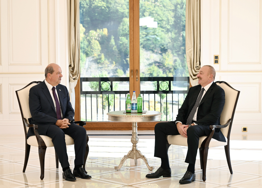 President Ilham Aliyev Meets Turkish Republic of Northern Cyprus President Ersin Tatar 1 Aliyev