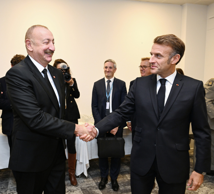 President Ilham Aliyev Meets with French President Emmanuel Macron in Copenhagen 1 Aliyev