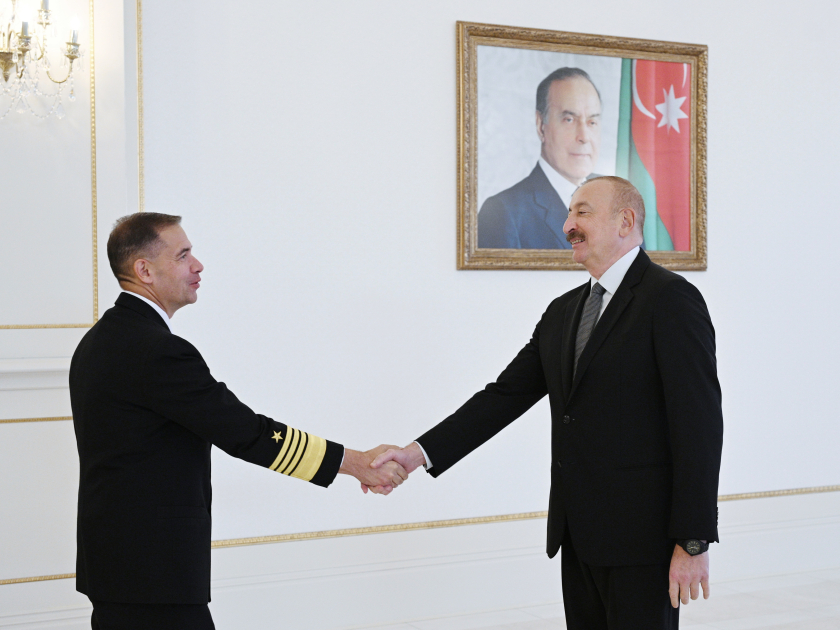 President Ilham Aliyev Receives US CENTCOM Commander Admiral Brad Cooper in Baku 1 Aliyev