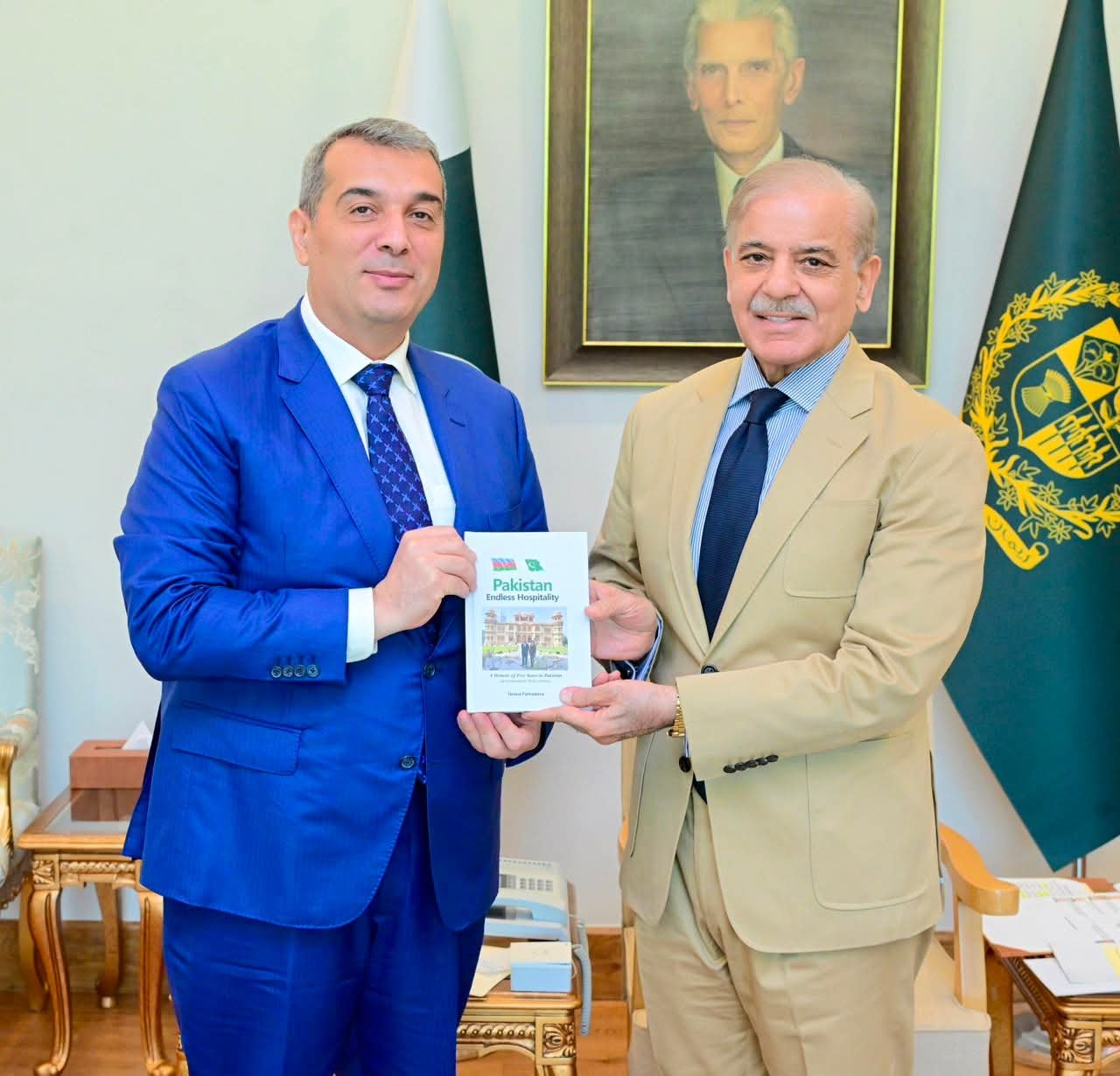 Azerbaijani Ambassador Khazar Farhadov Pays Farewell Call on Prime Minister Shehbaz Sharif 32 Farhadov